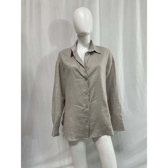 Enza Costa Grey French Linen Shirt Size 2 - Picture 2 of 5